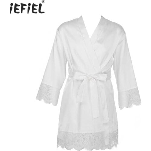 New Kids Robe Satin Chidren Kimono Bath Robes Long Sleeves Lace Girls Princess Nightgown Dress Silk Kids Bathrobe Sleepwear