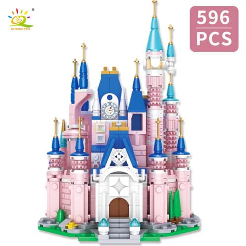 HUIQIBAO 596Pcs Girls 8IN1 Dream Princess Castle Building Block City Friends DIY Model Figures Bricks Toys For Children Birthday