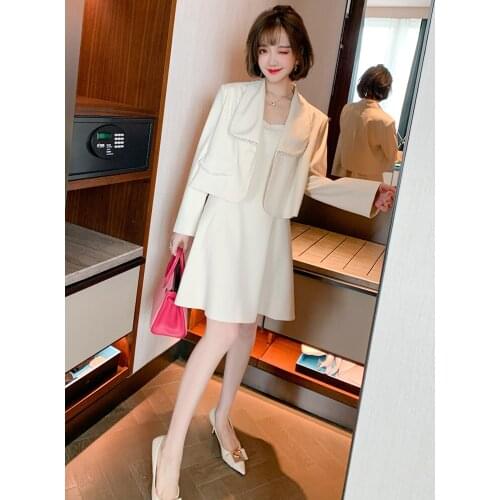 Beaded lace collar suit jacket+Sling bra A Two piece dress 2021 High Quality Top Quality