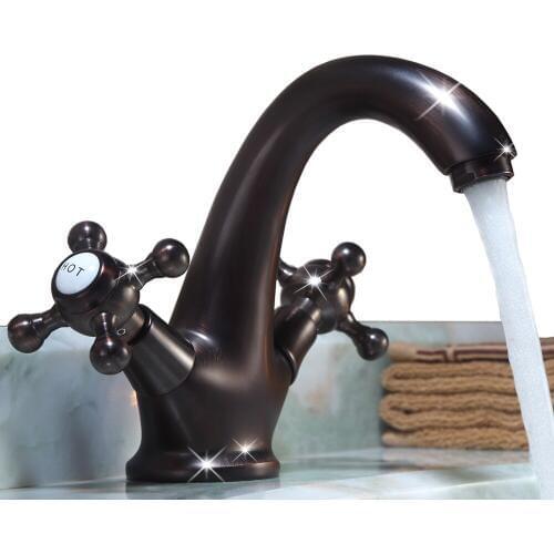 Oil Rubbed Bronze solid brass copper Unique style basin faucet European Hot and cold water basin tap--M493