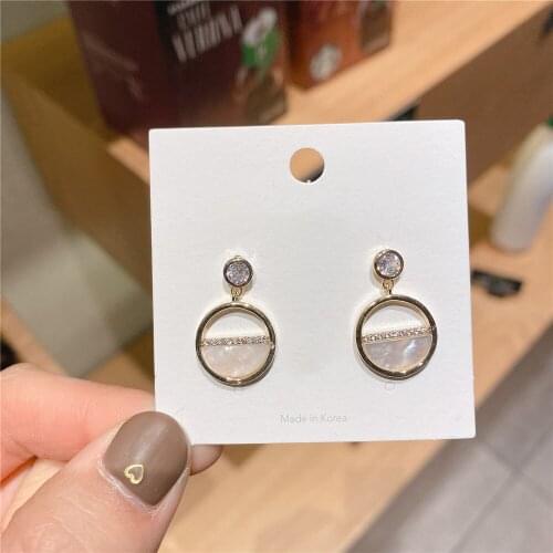 SHELA Geometric Cute Earrings For Women Natural Shell Zirconia Fashion Jewelry S925 Sterling SilverPin High Quality Wholesale