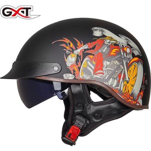 GXT Motorcycle Helmet Guard Vintage Dark Visor Moto Helmet Open Face Scooter Biker Motorbike Racing riding Helmet CE R2205