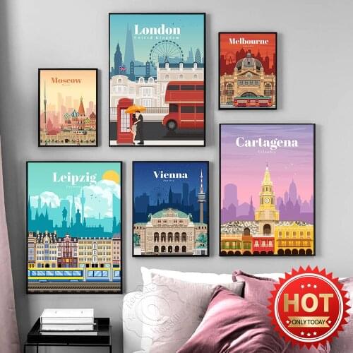 Melbourne Australia New York Scenery Wall Picture, Tokyo Japanese Landscape Wall Sticker, Venice Tourism Landscape Home Decor