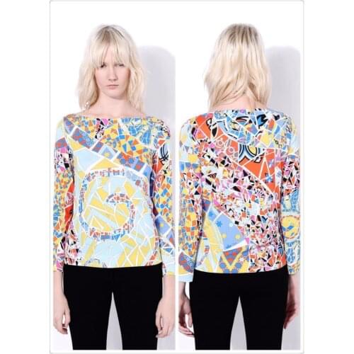 The new European summer dress high quality printing silm elastic knitted T-shirt