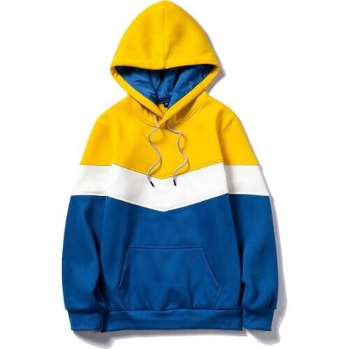 New Men Casual Sweatshirt Solid Patchwork Hoodies Male 2020 Autumn Hooded Pullover Harajuku Hip Hop Streetwear Tracksuit Clothes