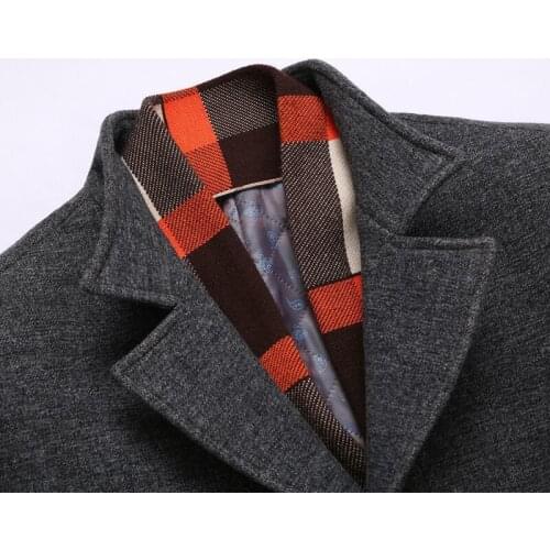 2020 Winter New Mens Casual Wool Trench Coat Business Fashion Thicken Slim Long Warm Overcoat Jacket Male Brand Clothing