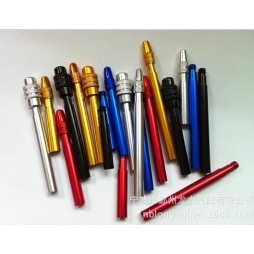 WholeSale 50pcs Aluminum colorful CNC Presta Valve extenders Anodized 40/50/60/70mm with Caps for Road/Fixed gear Bike tyre
