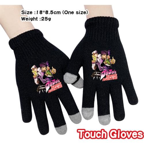 Anime JoJos Bizarre Adventure Gloves Cute Winter Touch Screen Boys Girls Knitted Full Finger Mittens Cosplay Accessories Girls