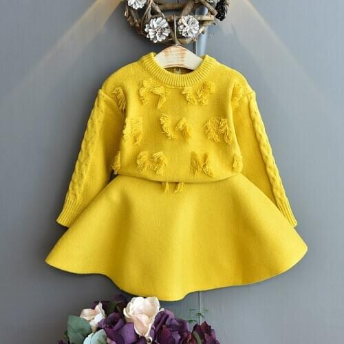 Baby Girls Dress 2020 Dresses Autumn Winter Sweater and A-Line knit Dress for Girl Kids Dress Cute Children Clothing 2-5Y#0153