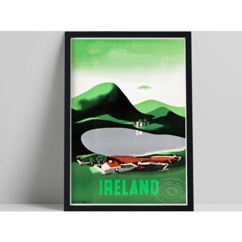 World Travel Poster, Ireland Mountain Lake Scenery Canvas Painting, Vintage Natural Landscape Wall Picture, Impression Wall Art