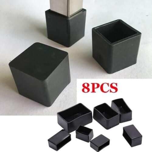 8pcs Rectangle Silicone Chair Leg Caps Non-slip Table Foot Cover Socks Protector Pads Pipe Plugs Furniture Leveling Feet