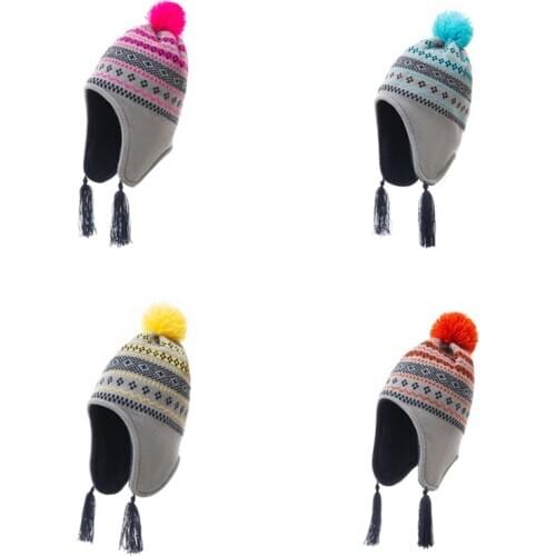 New Knitted Pompom Baby Hat Cap Thick Warm Baby Girl Boy Hat Beanie Winter Ear Warm Kids Hat Baby Bonnet Muts For 0-3years