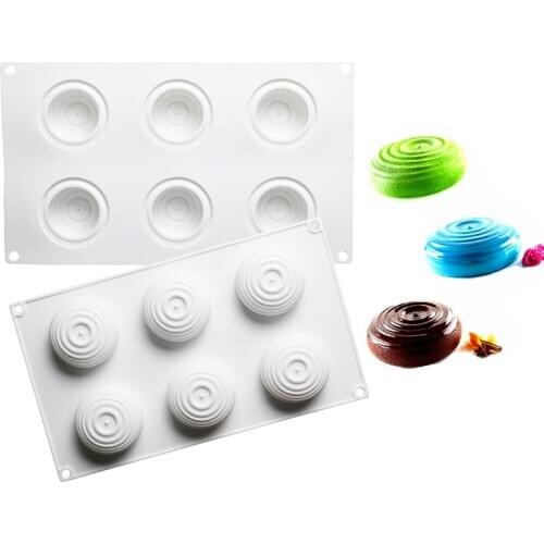 6 Cavity Spiral Silicone Cake Mold for Kitchen Desserts Chocolate Mousse Bread Bakeware Baking Mould Decorating Tools
