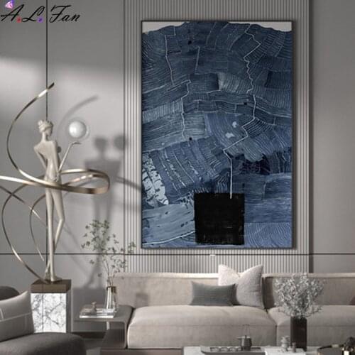 Modern light luxury living room porch decoration painting blue rock crack abstract background wall corridor aisle hanging paint