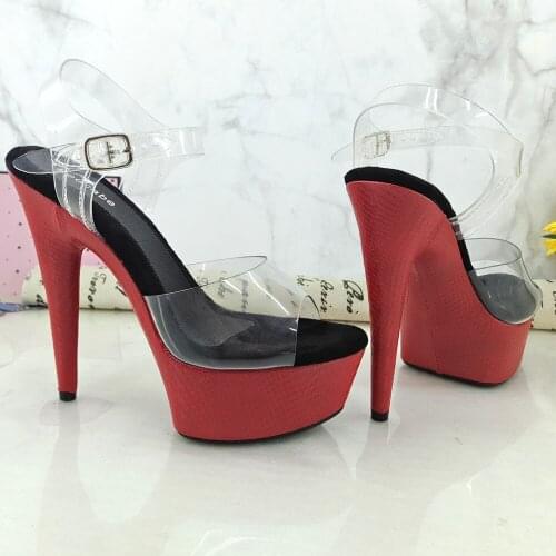 Leecabe 15CM/6Inch RED Materials covered Platform lady party High Heels Shoes Pole Dance Shoes