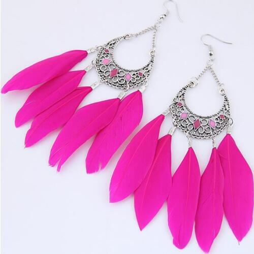 Vintage Feather Earrings Bohemian dangle Earrings Long Tassel Earrings for Women 2017