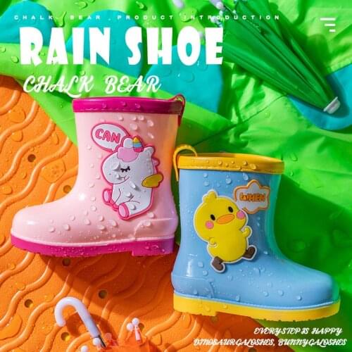 Cute Cartoon Kids Baby Boys Girls Rain Water Shoes Boot Covers Protect Lightness Non Slip Children Toddler PVC Waterproof Boots