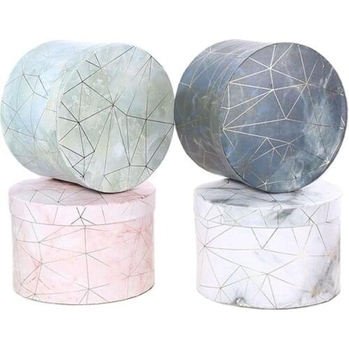 High-End Packaging Box Round Large Cardboard Boxes Marble Candy Jewelry Wedding Bridesmaid Gift Box Floristics Wholesale