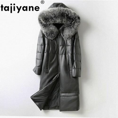 Winter Leather Genuine Jacket Women Fox Fur Hooded Long Sheepskin Coat Duck Down Jackets Chaquetas Mujer 2021 ZXL572 KJ3388