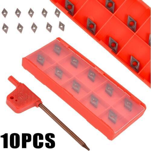 10Pcs DCMT0702 YBC205 Carbide Insert Durable Blades For Lathe CNC Boring Turning Tool with Wrench