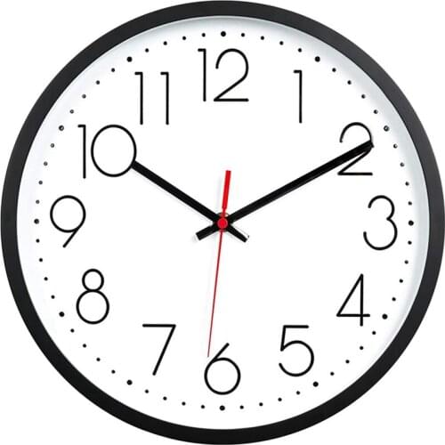 12-Inch Black Wall Clock, Silent Non Ticking Quality Quartz Clock Easy To Read For Home Office School