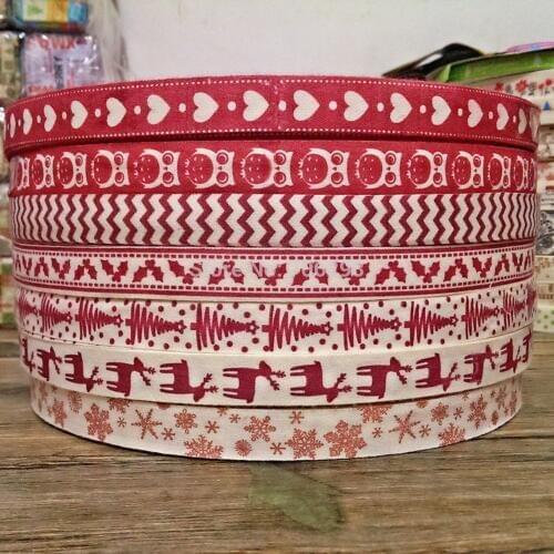 2015 new 5/8"(15mmx100m) 100% cotton ribbon Zakka Retro Handmade dots Cotton Ribbon Sewing label Merry Christmas red snow lace