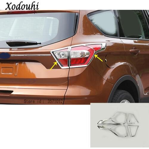 For Ford Kuga Escape 2017 2018 2019 2020 Car Detector ABS Chrome Cover Trim Back Tail Rear Light Lamp Frame Parts 4pcs