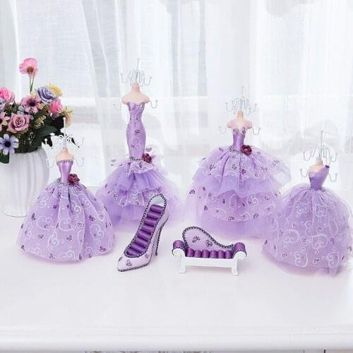 6 pcs Dress Lady Jewelry Organizer High-heel Earrings Storage Holder Princess Styles Bracelet Display Rack Wedding Decoration