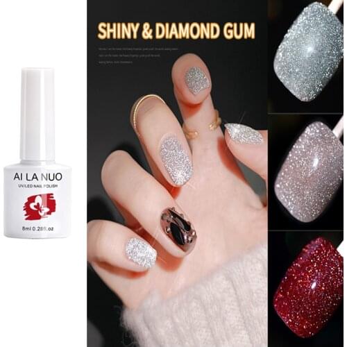 8ml Reflective Glitter Gel Nail Polish Diamond Sequins Semi Permanent Soak Off UV Gel Varnish Colorful Nail Gel Polish DIY Nail