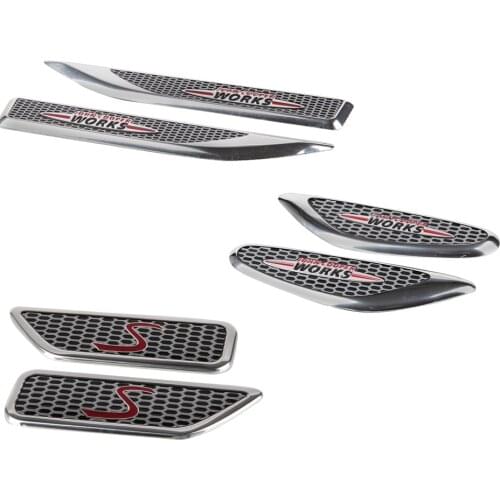 Car Side Sticker For Mini Cooper Works S R50 R52 R53 R55 R56 R57 R60 F56 JCW Clubman Countryman Emblem Exterior Alloy Decal