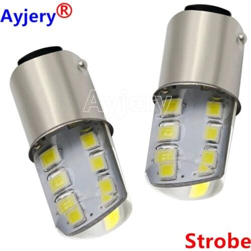 AYJERY 200pcs Strobe flash Silicone S25 P21W 1156 BA15S 12 SMD 2835 LED 1157 BAY15D Turn signal light Stop Parking lamp 12V