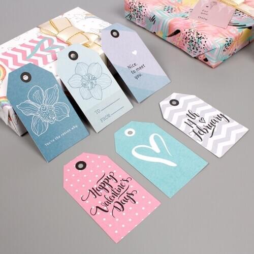 10 Pcs 9.5 x 5.5cm 10 Styles Tags Party Decoration White Gift Paper Hang Tags Gift Paper Cards DIY Label Handmade Gifts Tags