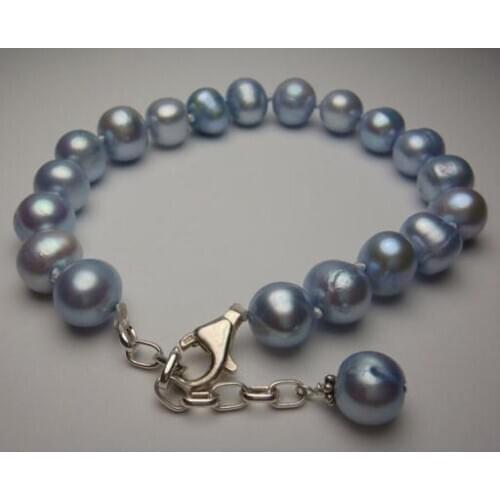 Handmade Favarite Pearl Bracelet 8-9mm Gray Color Round Freshwater Pearl Bracelet S925 Silver Clasp Charming Women Jewelry