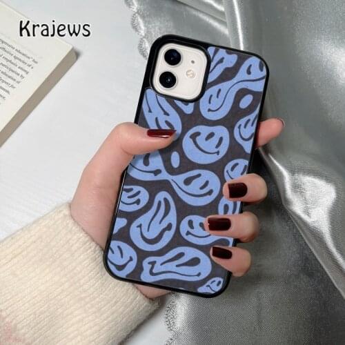 Krajews Blue smiles coque Phone Case for iPhone 12 mini 5 6S 7 8 PLUS X XS XR 11 PRO MAX SE 2020 Back Cover Funda Shell