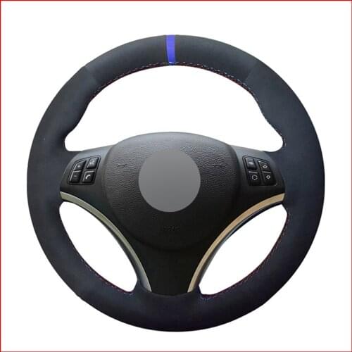 Black Suede Hand Sew Comfortable Soft Steering Wheel Cover for BMW E90 E91 E92 E93 E87 E81 E82 E88 X1 E84 Accessories
