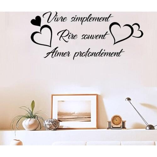 Citation Vivre Simplement Wall Sticker French Quote Wall Decal Living Room Home Decor Poster Vinyl Wall Art Murals Decoration