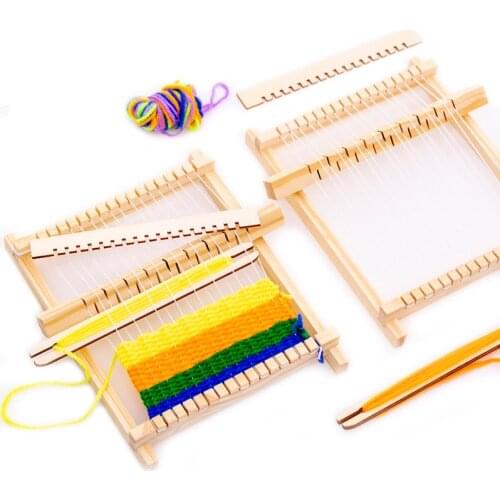 Children Wooden Diy Weave Loom Toys Set Pretend Play Hand Knitting Toys For Girls Household Knitting Machine Fine Motor Training
