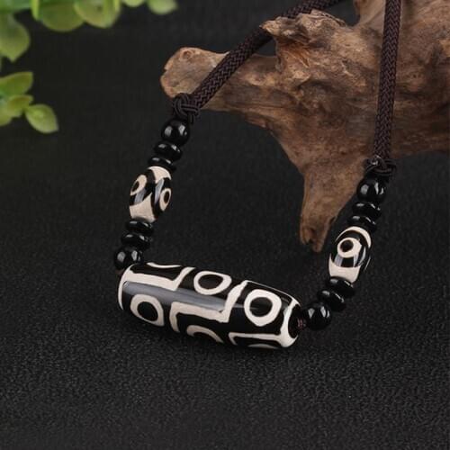 Tibetan Dzi Eyes Stone Beads Long Necklace for Women Men Boho Ethnic Oval Choker Statement Jewelry Religion Faith Gift Wholesale