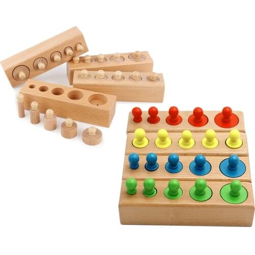 Montessori Cylinder Socket Puzzles Toys Baby SensesPreschool And Development Practice Educational Wooden Toy For Children