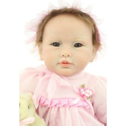 Hot selling Simulation Babydoll Imported Mohair Doll Silicone Vinyl Toys Soft Cotton Body Children Birthday Present