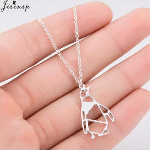 Jisensp Necklace 2020 Lucky Origami Penguin Necklace for Kids Girls Lovely Vivid Animal Penguin Pendant Necklace Trendy Jewelry