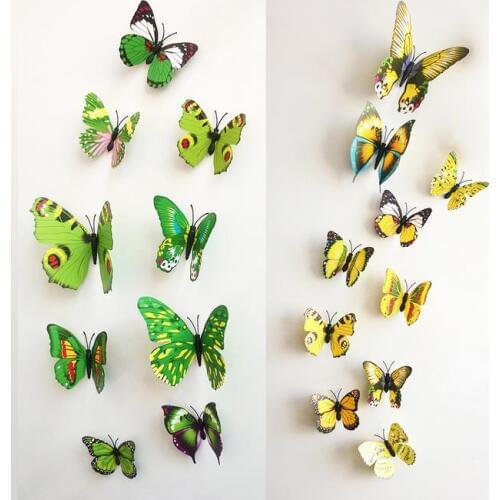 Hot 12pcs 9 Color DIY 3D Butterfly Wall Sticker Variety Of PVC Animal Tatoos Butterfly Home Decor Room Decorations Art Decals