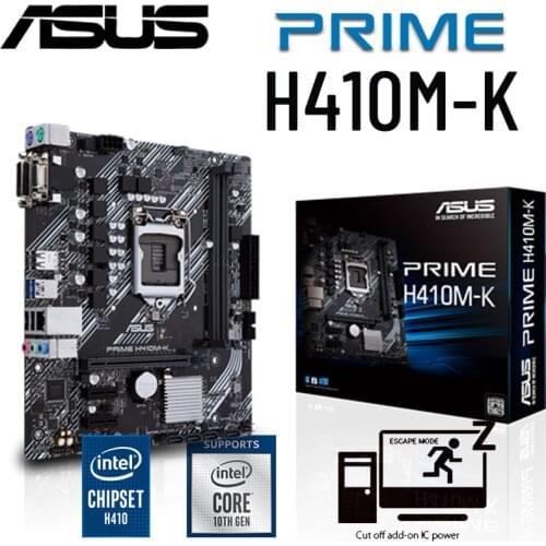 Asus LGA 1200 PRIME H410M-K H410 Motherboard PCI-E 3.0 DDR4 64GB 4 SATA III 1 PCI-E X16 Micro ATX Motherboard Placa-mãe 1200 New