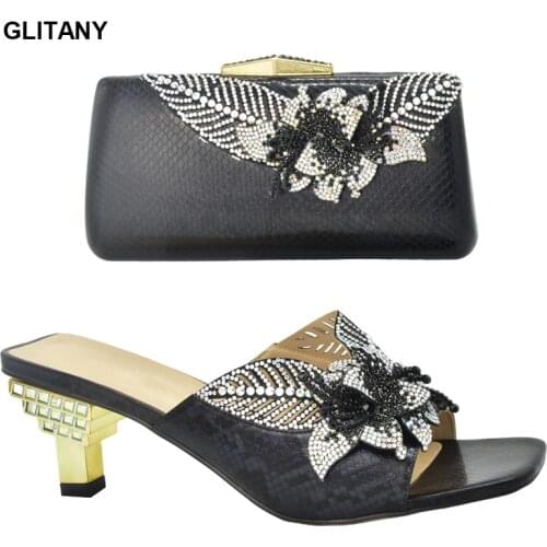 New Fashion Casual Shoe Women Sandals Plus Size Female Wedding Party Pumps 2020 African Style Pretty Woman Shoes and Bag Set