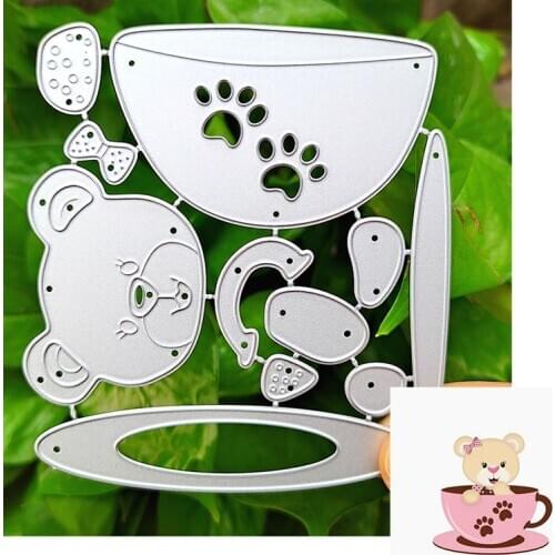 Suitable for Animal Bear coffee cup scrapbook metal cutting die embossing paper card process for baby 2020 NEW