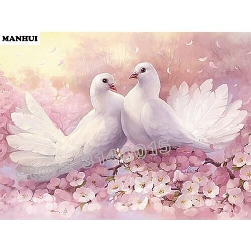 Full Square Diamond 5D DIY Diamond Painting pigeons Embroidery Cross Stitch Rhinestone Mosaic Painting Home Decor BFC343
