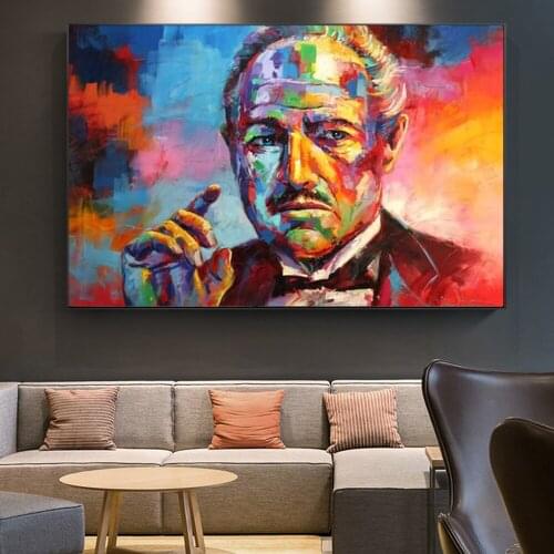 Graffiti Godfather Portrait Canvas Paintings Printed Hot Movie Poster Painting Wall Pictures For Living Room Home Decorations