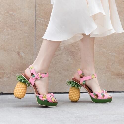 Lucyever Fashion Women High Heels Sandals Peep Toe Platform Shoes Ankle Buckle Pumps Mujer Genuine Leather Summer Shoes Woman