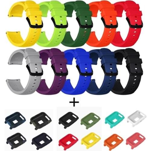 For Amazfit Bip Smart Watch 2in1 Bracelet+Case Cover For Xiaomi Huami Amazfit Bip Band Silicone Wrist Strap TPU Protective Shell
