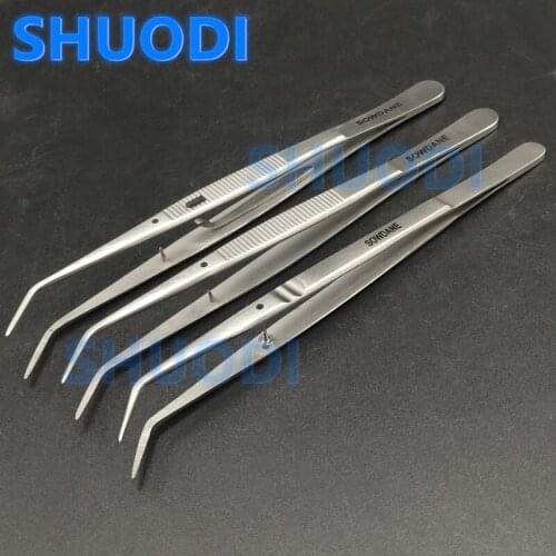 Dental Surgical Operation Stitching Tweezer Mariam Tweezer College Tweezers Cotton Dressing Serrated Tip Oral Care